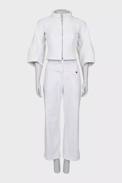 Suit with white trousers