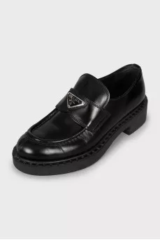 Leather loafers with metal decor
