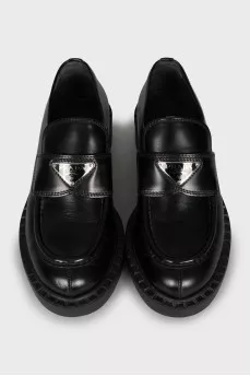 Leather loafers with metal decor