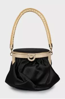 Чорна сумка декорована кристалами