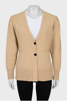 Fitted cardigan in beige