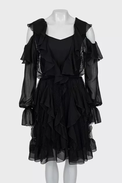 Silk dress with frills