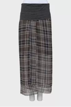 Silk checkered skirt