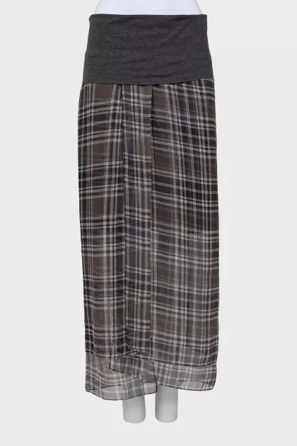 Silk checkered skirt
