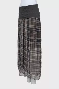 Silk checkered skirt