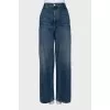 Wide leg jeans with distressed effect