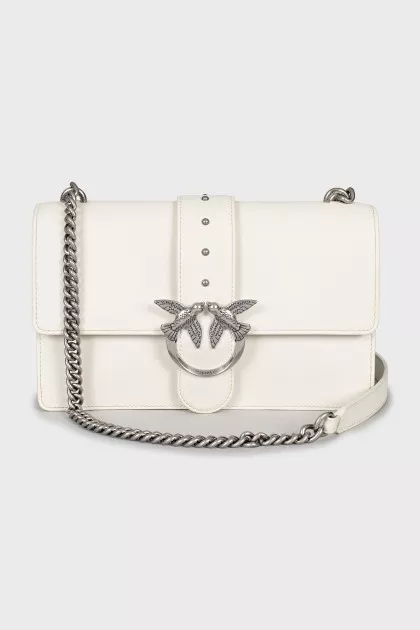 Leather bag with branded decor