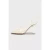 White leather lace-up sandals