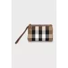 Clutch with branded print and tag