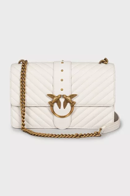 Leather bag with brand logo