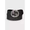 Leather belt with signature monogram