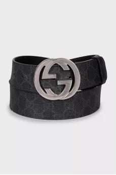 Leather belt with signature monogram