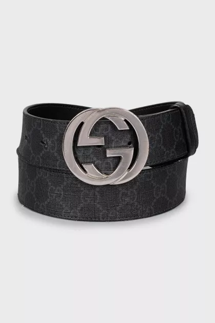 Leather belt with signature monogram