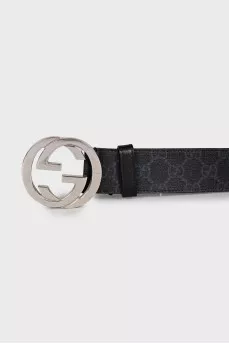 Leather belt with signature monogram