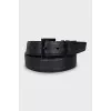 Black leather belt with brand logo