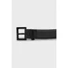 Black leather belt with brand logo