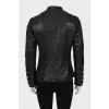 Brown leather jacket with zipper