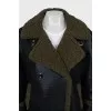 Black straight cut sheepskin coat