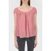 Blouse in small print with short sleeves
