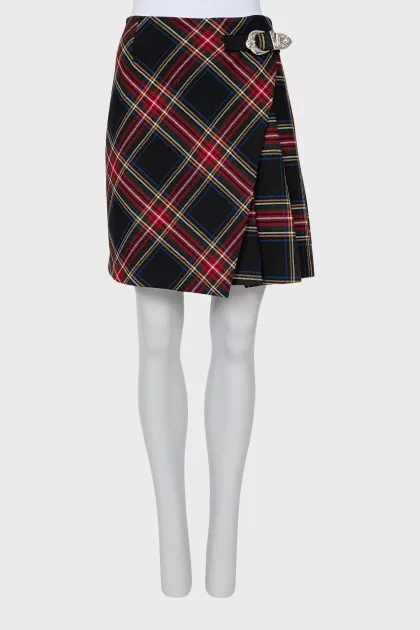 Fitted skirt in check print