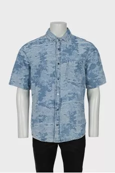 Men's short sleeve denim shirt
