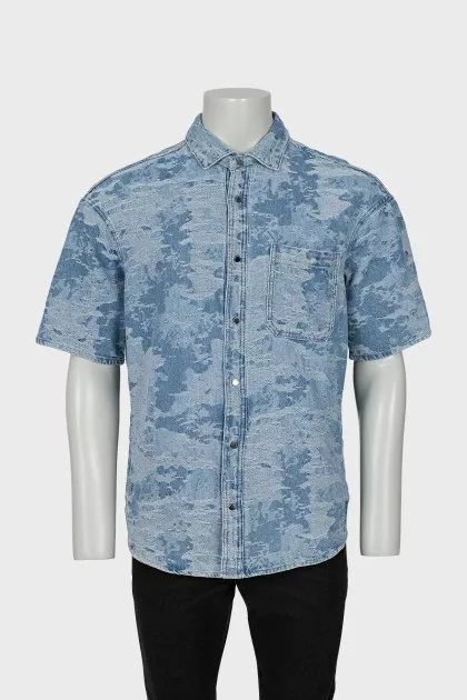 Men's short sleeve denim shirt