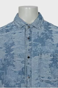 Men's short sleeve denim shirt