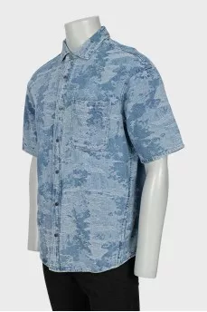 Men's short sleeve denim shirt