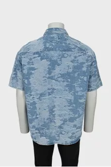 Men's short sleeve denim shirt