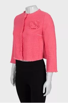 Linen jacket with raw seams