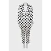 White polka dot suit with tag
