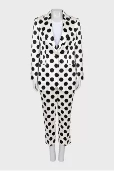 White polka dot suit with tag