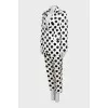 White polka dot suit with tag