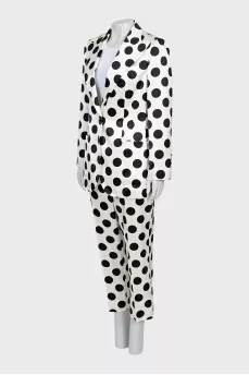 White polka dot suit with tag