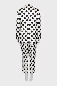White polka dot suit with tag