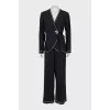 Wrap-around pants and cardigan suit