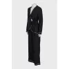 Wrap-around pants and cardigan suit