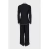 Wrap-around pants and cardigan suit