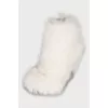 White fur ankle boots
