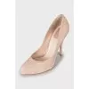Leather shoes with snakeskin embossing