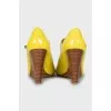 Yellow patent leather wedge sandals