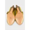 Yellow patent leather wedge sandals