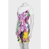 Silk dress with print and eyelet