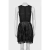 Dress with transparent top and fringe