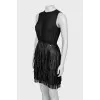 Dress with transparent top and fringe