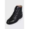 Leather boots with brand logo