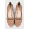 Beige patent leather shoes