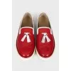 Red patent leather loafers