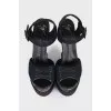 Military print wedge sandals