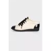 Leather sneakers with patent toe